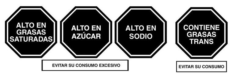 Peru black octagonal nutrient warning labels