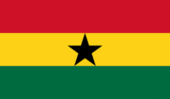 Flag of Ghana: three stripes (red, yellow, and green) with a single black star in the center